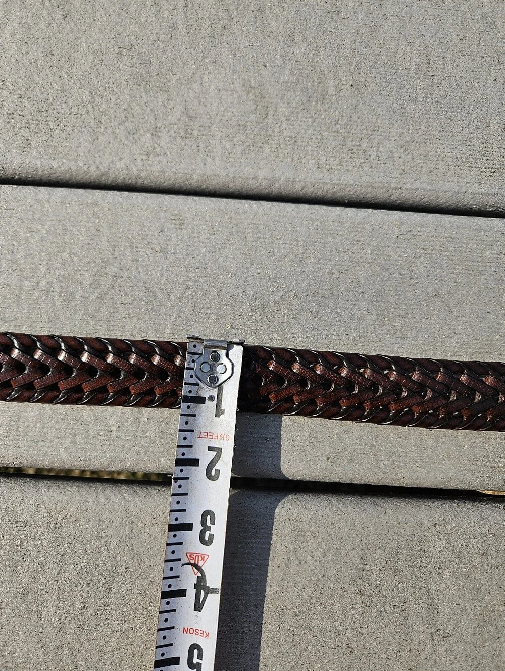 Brown Size 38 woven belt with silver buckle #woven